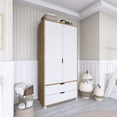 90 Cm 1600-015 Light Walnut
White Wardrobe slika 2