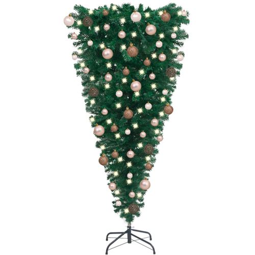 Naopako umjetno božićno drvce s LED svjetlima i kuglicama 120cm slika 1