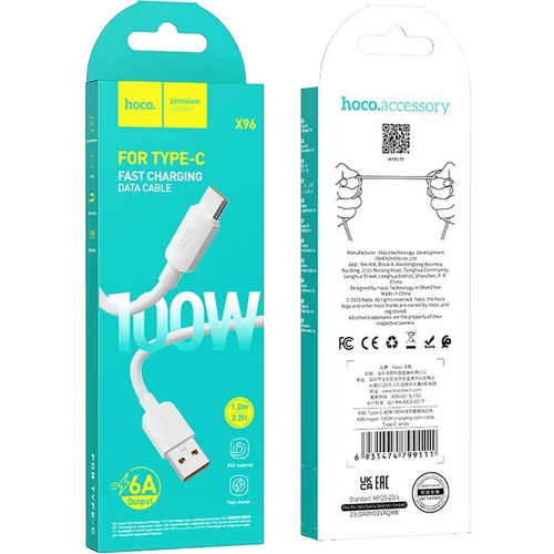 hoco. USB kabl za smartphone, USB-A to type C, 100W, bijela - X96 Hyper, 100W, White slika 5