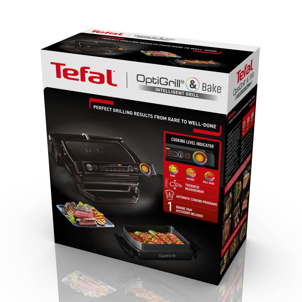 Tefal roštilj GC714834 OptiGrill+ Snacking&Baking preklopni crni slika 4