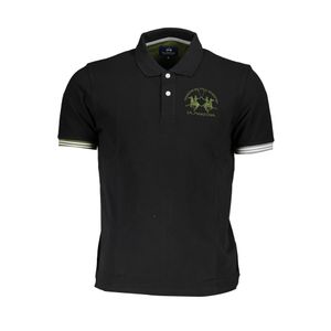 LA MARTINA MEN'S BLACK SHORT SLEEVED POLO SHIRT