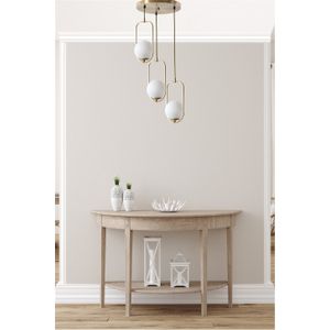 Eskitme Stil Ahu 3 Lü Tepsili Beyaz Camlı Sarkıt Luster - Bakar Boja