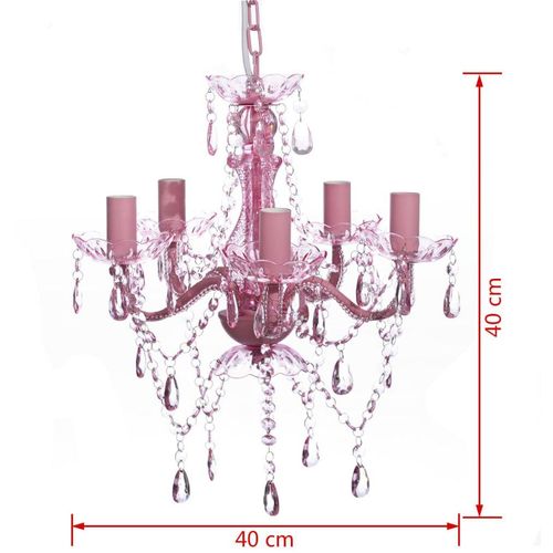 Kristalna svjetiljka s 5 žarulja ružičasta slika 1