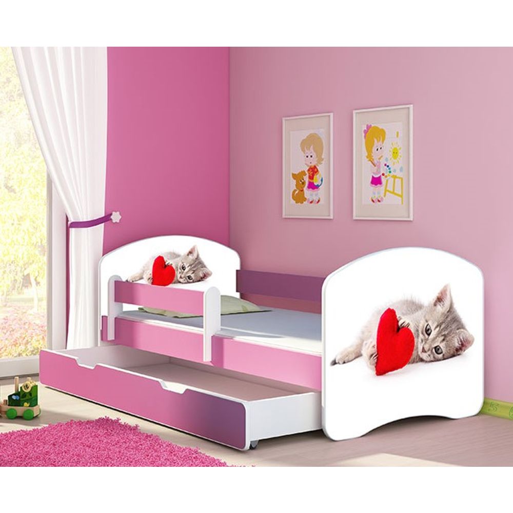 ACMA Dječiji krevet Acma II sa ladicom Pink - 180x80cm - Dezen 40 slika 1