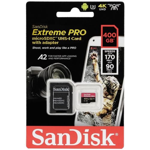 SanDisk Extreme Pro microSDXC 400GB + SD adapter + Rescue Pro Deluxe 170MB/s A2 C10 V30 UHS-I U3 slika 2