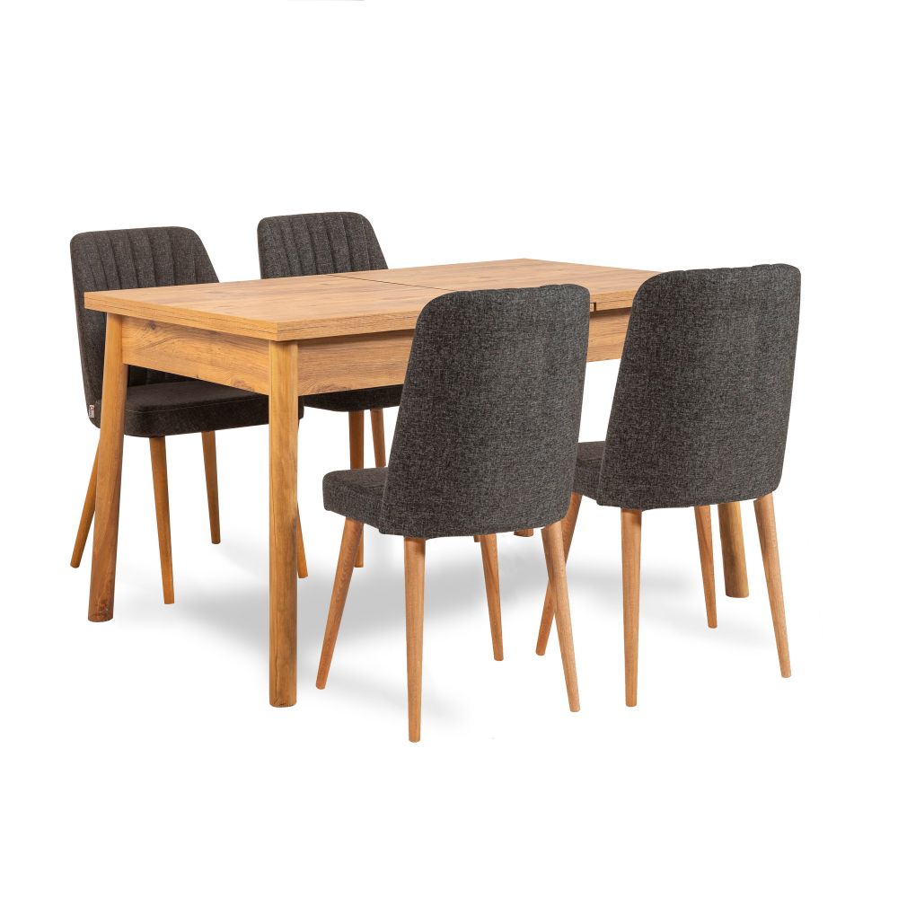 Santiago Atlantic Anthracite Set za Trpezariju (5 Komada) - Produživi Sto i Stolice slika 2