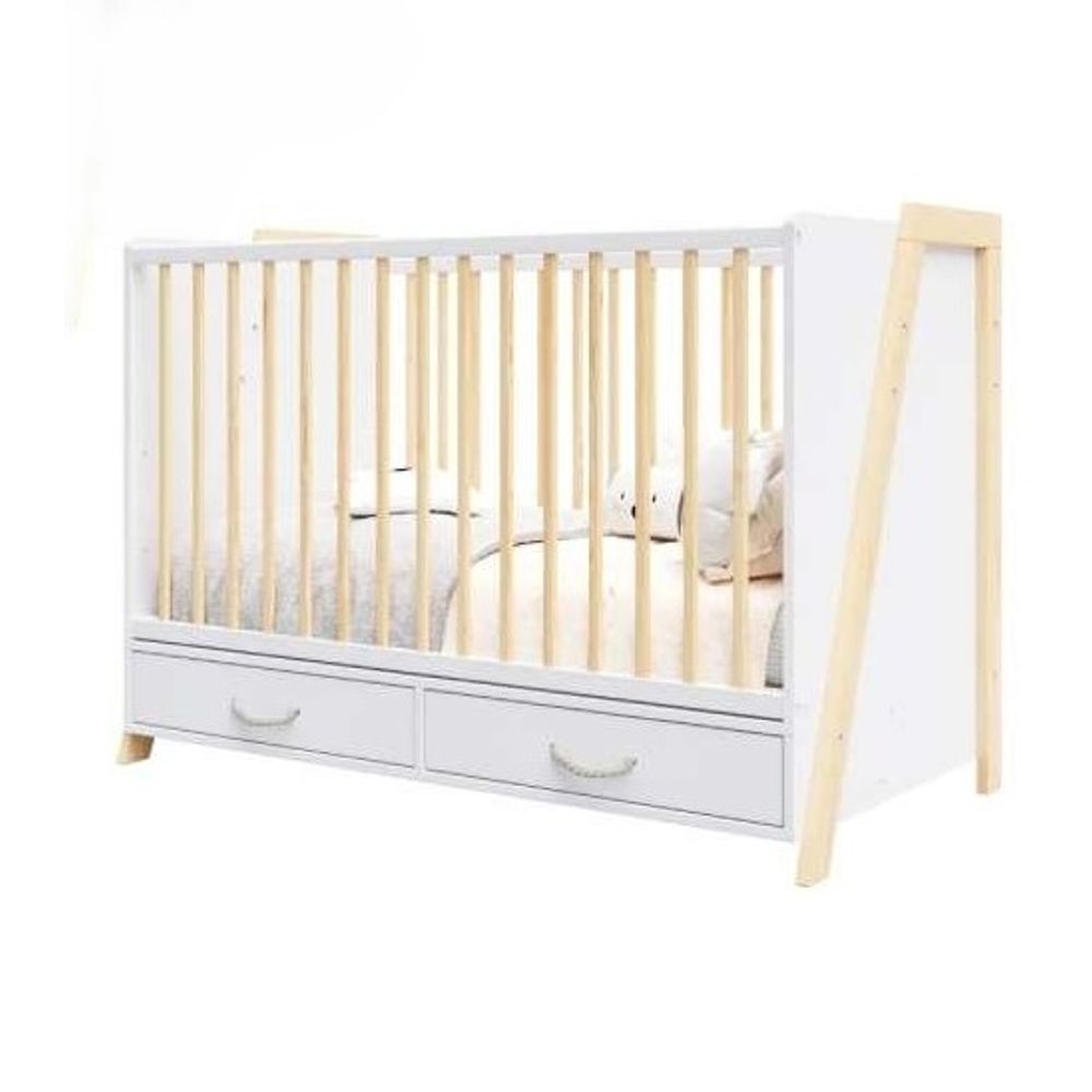 Lettino Krevetac sa ladicama Luna 2U1, White/Nature slika 3