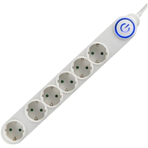 home Produžni kabel, 6 utičnice, 3 x 1,0mm², 5met, bijeli - NV 06TK-5/W slika 1