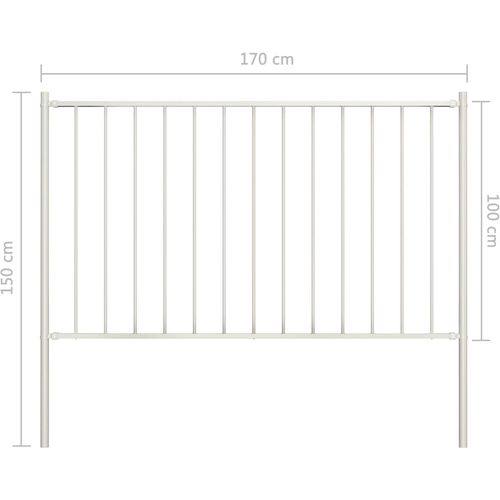 Panel za ogradu sa stupovima čelični 1,7 x 1 m bijeli slika 4