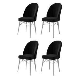 Ritim - Crni i Bijeli Set Stolica (4 Komada)