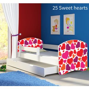 Dječji krevet ACMA s motivom, bočna bijela + ladica 140x70 cm 25-sweet-hearts