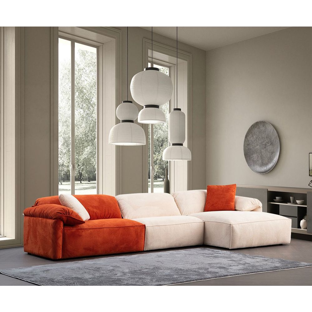 Ugaona sofa Flamingo Corner 4 (L1,5+O1+Chlr) - boje: krem narančasta slika 1
