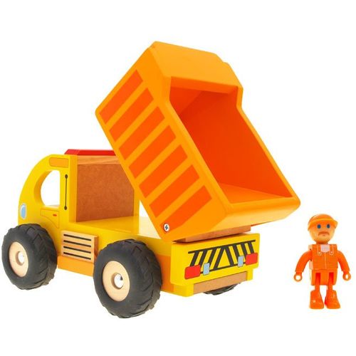 Drveni kamion za odvoz smeća žuto-narančasti slika 7