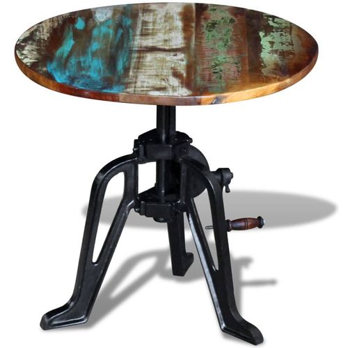 Bočni stolić 60 x (42-63) cm obnovljeno drvo i lijevano željezo slika 40