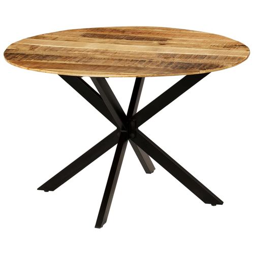 Blagovaonski stol od masivnog grubo obrađenog drva manga i čelika 120 x 77 cm slika 8