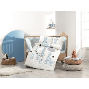 Set posteljine za bebe 'Buddy - Plavo Bijeli Poplin'