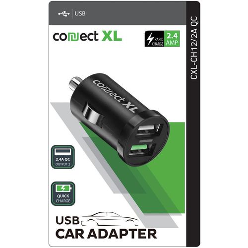 Connect XL Auto punjač za smartphone, quick, 2xUSB, 2.4A - CXL-CH12/2A QC slika 1