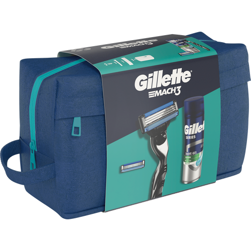 Gillette Mach 3 brijač + dopuna + Series Gel 200ml sa neseserom  slika 1