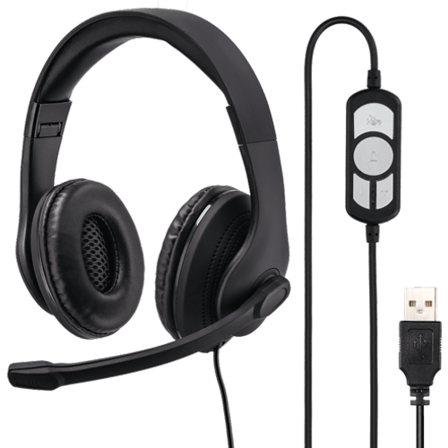 HAMA Žične slušalice HS-USB300 (Crne) slika 1
