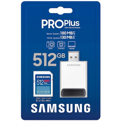 Samsung Memorijska kartica PRO Plus Full Size SDXC 512GB U3 + Card Reader MB-SD512SB slika 2
