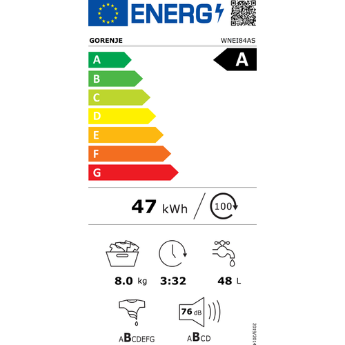 Gorenje WNEI84AS Veš mašina, 8kg, 1400rpm, Dubina 54.5 cm slika 7