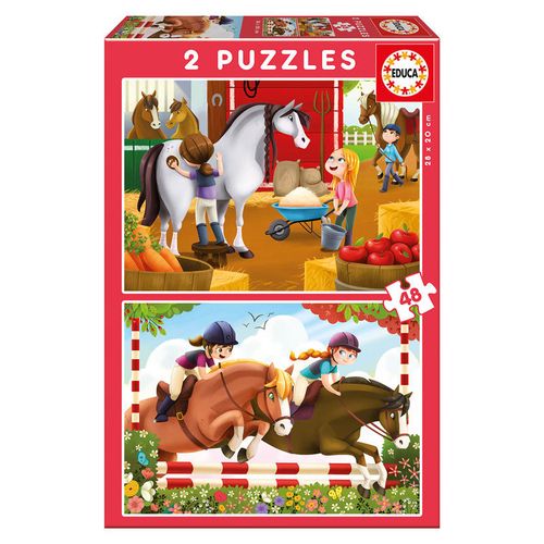 Horse Grooming puzzle 2x48pcs slika 1