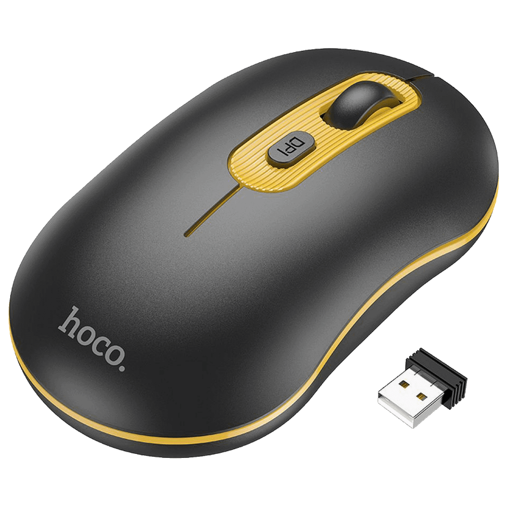 hoco. Miš bežični- GM21 Platinum Black/Yellow slika 1