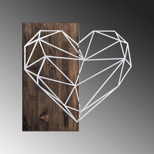 Wallity Drvena zidna dekoracija, Heart - Silver slika 4