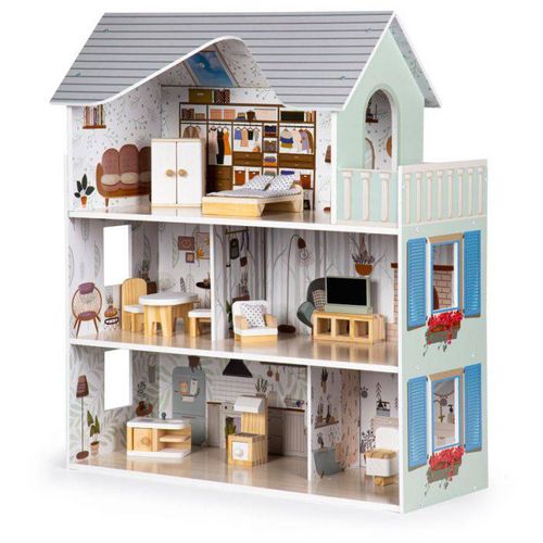 Eco Toys Drvena Kućica Za Lutke Sa Nameštajem Emma Residence slika 1