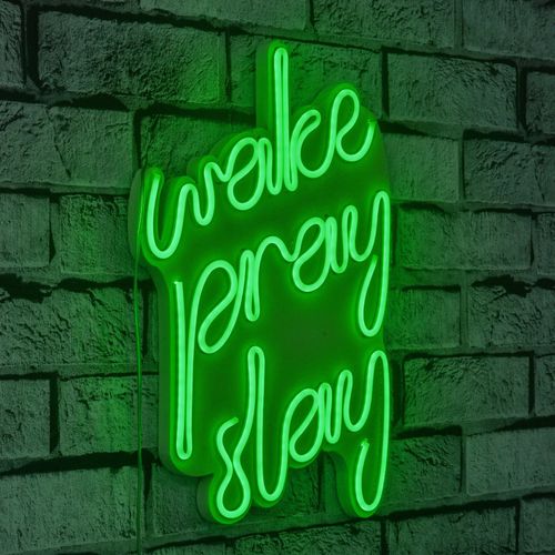 Wallity Ukrasna plastična LED rasvjeta, Wake Pray Slay - Green slika 9