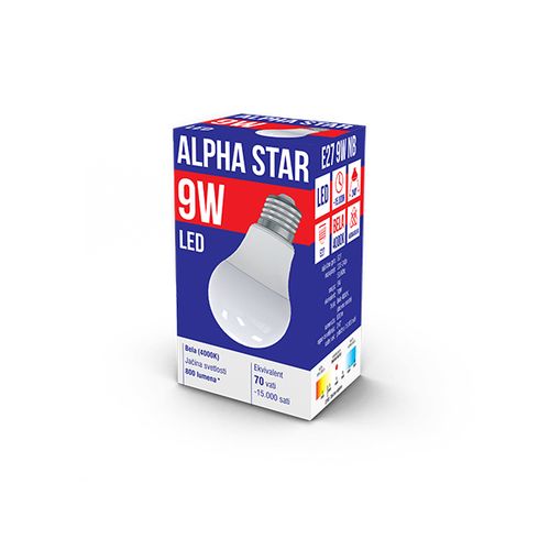 Alpha Star E27 9W NB LED Sijalica 4000K/800Lm/220V,Bela slika 1