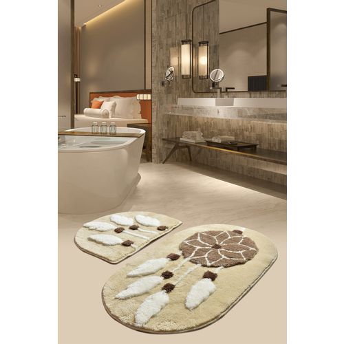 Rüya - Brown Multicolor Acrylic Bathmat Set (2 Pieces) slika 1