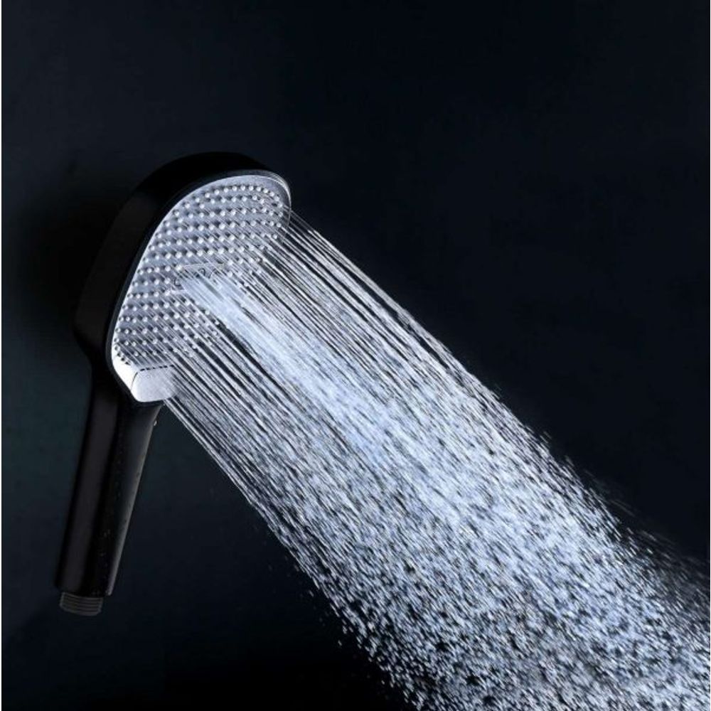 Inter Ceramic tuš ručica, 3 funkcije, pravokutna 12cm abs crna slika 3
