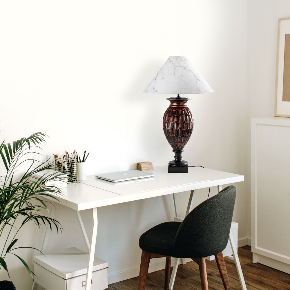 ELEGANZE-5302 Smeđa i Bijela Stolna Lampa slika 2