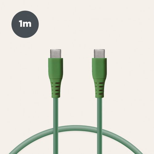 KSIX, kabel za prijenos podataka, Soft, USB-C na USB-C, 1.0m, zeleni slika 1