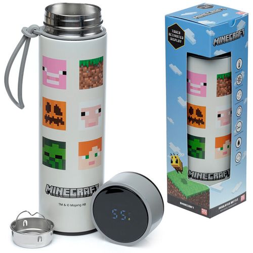 Minecraft thermos stainless steel bottle thermometer 450ml slika 1