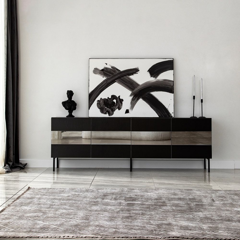 TV Stalak Leon - Crni, Fume Black slika 1