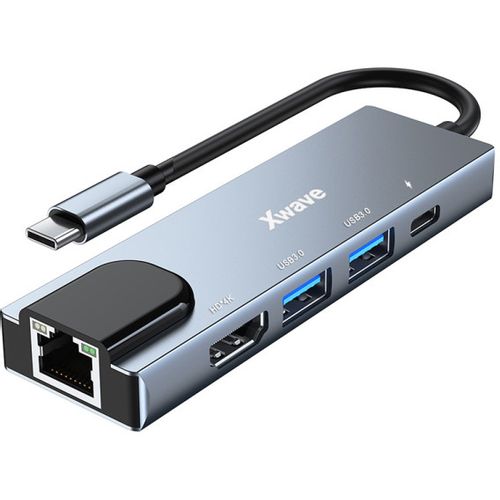 Xwave 5 in1 adapter TIP-C na HDMI/USB3.0/PD/RJ-45/Port replikator slika 1