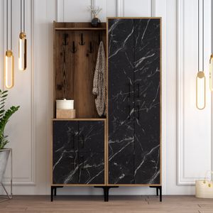 Woody Fashion Ormar za predsoblje, Berlin BA - Walnut, Black Marble