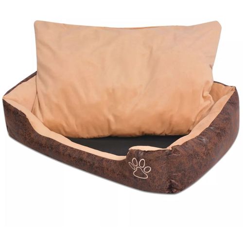 Krevet za pse s jastukom PU umjetna koža veličina M Smeđi slika 6