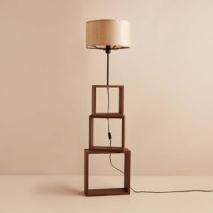 Drvena podna lampa AYD-3470 u bež boji - izložbeni artikl (oštećenja ambalaža)