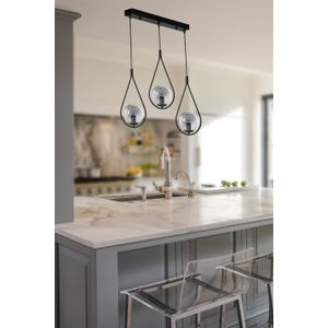 Damla 3 Lü Sıralı Füme Camlı Siyah Sarkıt Black Chandelier