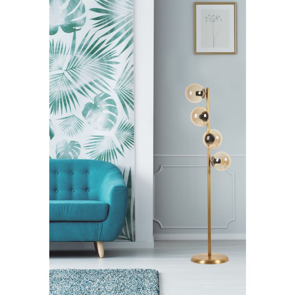 Simay 4 Lü Eskitme Bal Camlı Lambader Gold Floor Lamp slika 1