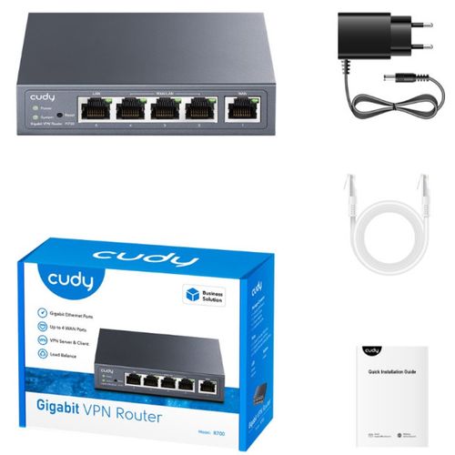 Cudy R700 Gigabit Multi-WAN VPN Router, 1Gbit WAN, 3Gibt LAN/WAN, 1Gbit LAN, 128MB DDR, 16MB NOR Fl slika 1