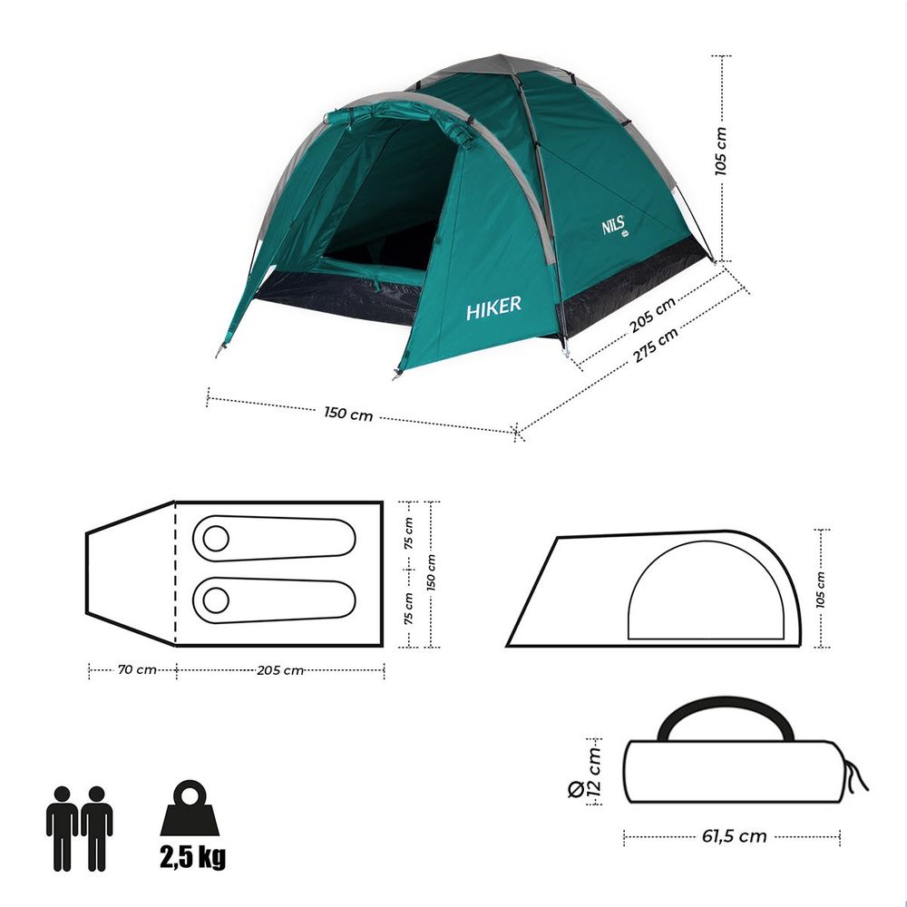 Nc6010 zeleni šator za kampiranje planinarski nils camp slika 6