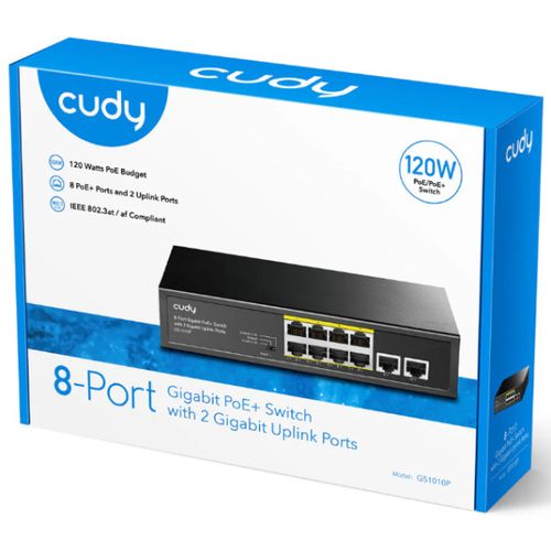 Cudy GS1010PS2 8-Port Gigabit PoE+ Switch with 2 Gigabit Uplink ports and 2 Gigabit SFP slot 120W slika 9