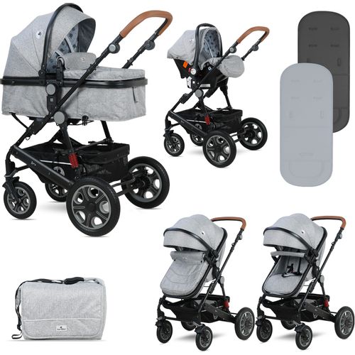 LORELLI LORA Cool Grey Elephants Kolica 3u1: Košara + Autosjedalica + Zimska Navlaka (0mj+) - (do 15kg/96cm) slika 1