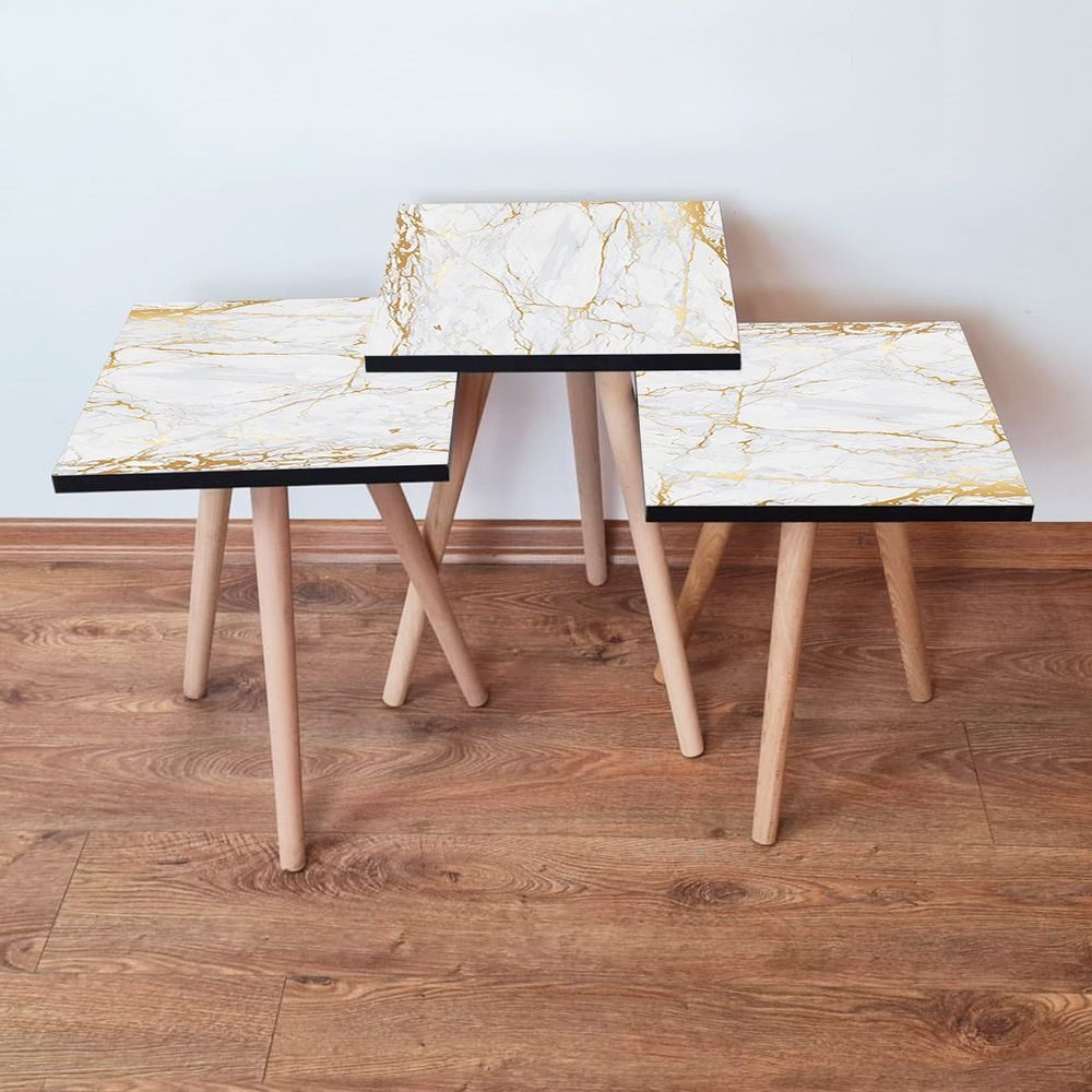 Nesting stolovi 3Shp183 - (3 komada) - boje: bijela, zlatna slika 1
