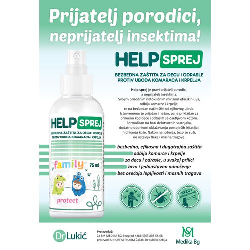 Dr Lukić Help sprej 75ml - Sprej protiv uboda komaraca i krpelja slika 2