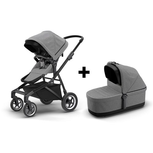 Komplet Thule Sleek 2u1 dječja kolica siva s crnim okvirom + Thule Sleek košara slika 1